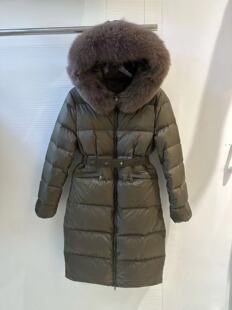 小个子羽绒服女长款2025年冬季新款大毛领连帽收腰加厚白鸭绒外套