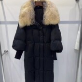 2024冬季 加厚系带银狐狐狸毛领外套 皮草鹅绒服女长款 新款 高端爆款