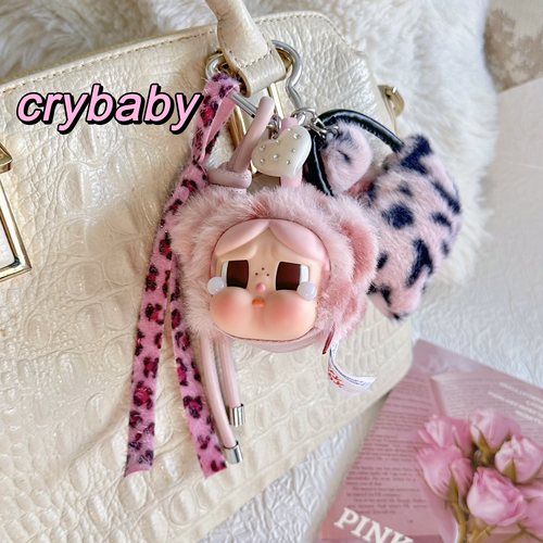 正版泡泡玛特哭娃CRYBABY豹豹猫猫搪胶毛绒可爱包挂件钥匙扣挂件