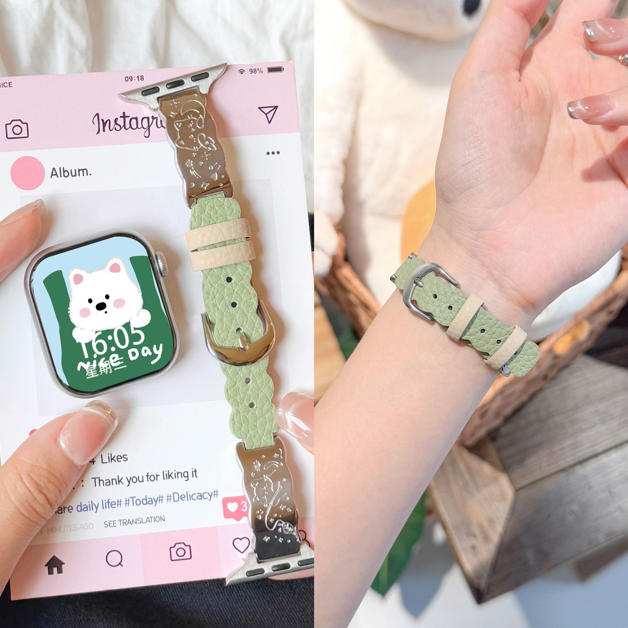 适用适用华为手表fit4表带watchfit3/2/1金属拼皮质ins风百搭4pro