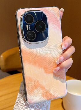 荣耀power手机壳网红高颜值水彩纹Power奢华电镀边防摔高级女