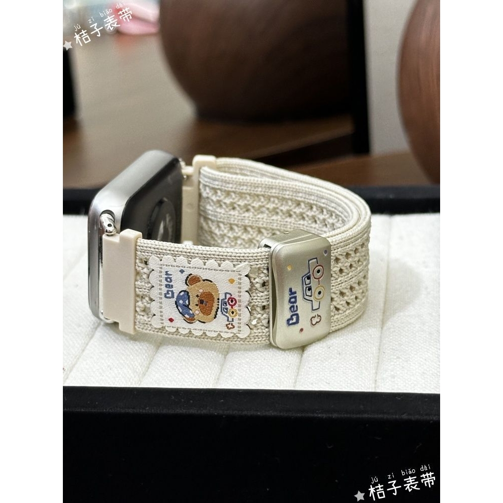 ins适用oppox2mini新款尼龙磁吸表带oppo2小熊透气vivowatch3夏天