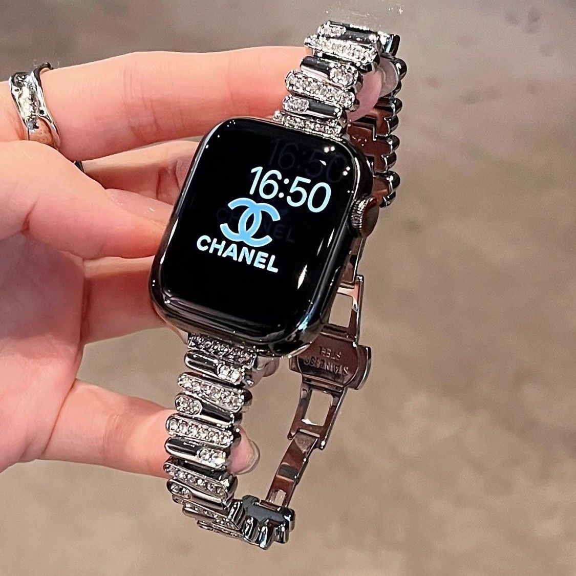 适用适用小米9pro手环表带链镶钻金属高级感米9NFC小众替换女华为