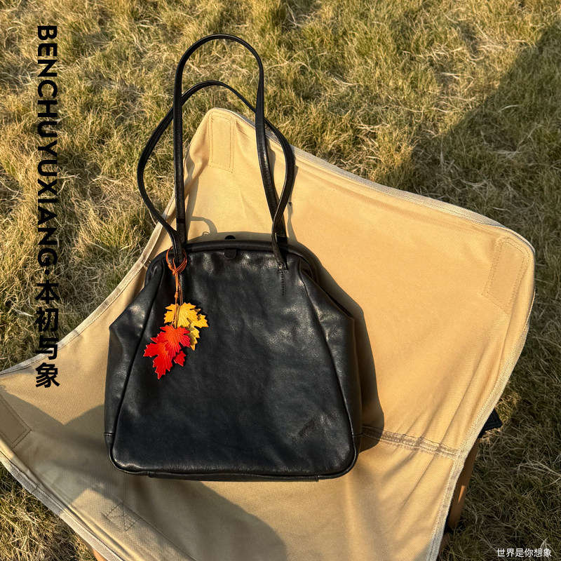 本初与象定制款头层牛皮简约大托特腋下口金通勤女包知识分子风,箱包皮具/热销女包/男包,通用款女包,淘宝优惠券,粉丝福利购,淘宝优惠卷