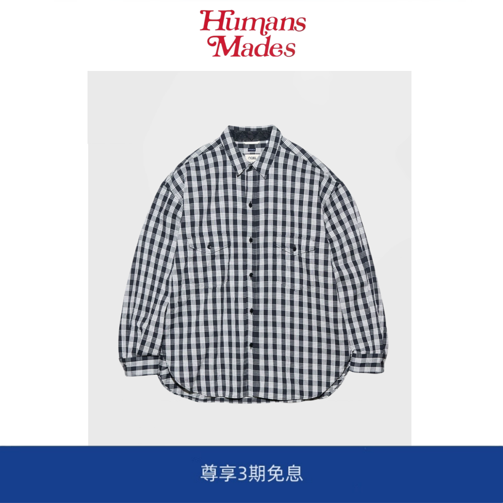 【Humans Mades】日系宽松复古休闲格纹长袖衬衫纯棉口袋宽松工装,男装,大码上装,淘宝优惠券,粉丝福利购,淘宝优惠卷