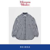 Humans Mades 日系宽松复古休闲格纹长袖 衬衫 纯棉口袋宽松工装