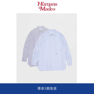 衬衫 日系按扣细条纹长袖 Mades 潮牌水洗宽松休闲衬衣 Humans