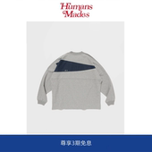 Humans Mades 重磅棉套头长袖 T恤男拼接落肩袖 圆领休闲上衣