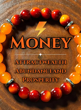 Temu新晋榜单财富手链仿虎眼石黄玉石弹力绳可调节手链现货批发