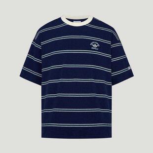 adidas三叶草 男子经典条纹运动休闲圆领短袖T恤KW8248 KW8247