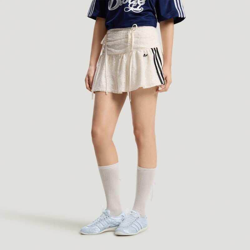 adidas三叶草女裙 运动休闲缎带蕾丝百褶半身裙KU4760 KU4761 - 实物图