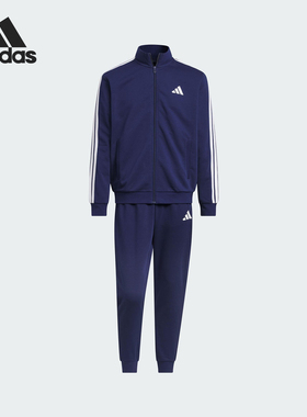 阿迪达斯男士经典百搭透气跑步立领休闲运动套装IC6766 JZ0109