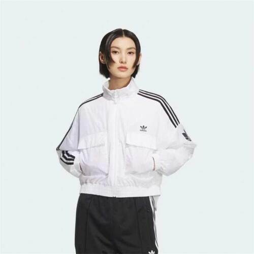 三叶草女装条纹立领夹克外套