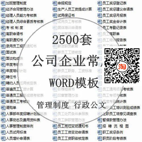 公司企业HR人力资源WORD EXCLE PPT办公表格电子表格模板素材大全