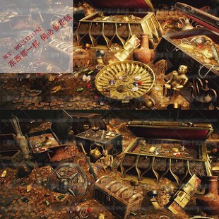 UE4古代宝箱素材3D模型 宝藏器皿珠宝 游戏场景物件 CG金币