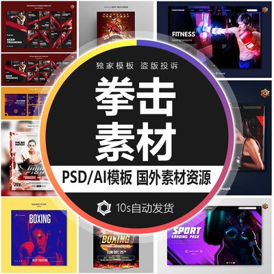 高端大气散打武术拳击运动体育健身搏击海报单页PSD设计素材模板