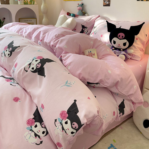 小清新kitty卡通库洛米纯棉床单四件 套全棉床品被套床笠款套件