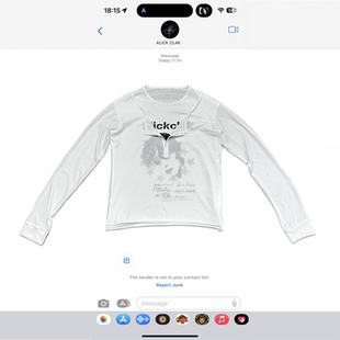 KLICKCLAK25AW 假两件亨利领skinny正肩叠穿百搭印花长袖T恤内搭