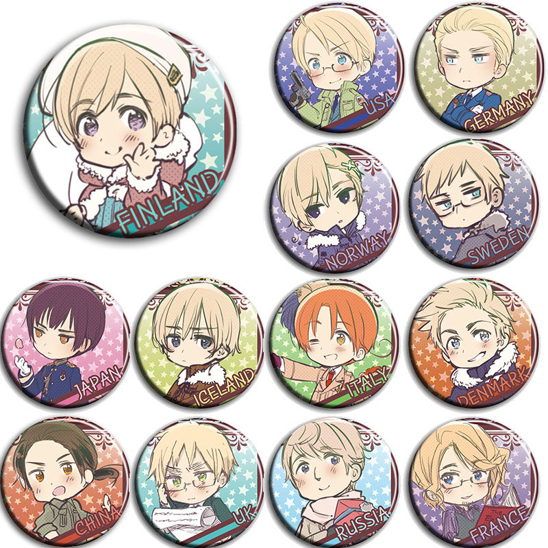 黑塔利亚Axis Powers动漫徽章58mm胸章别针二次元周边吧唧挂件F款