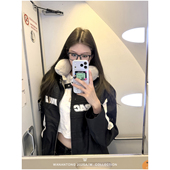 WANANTONG 就是喜欢这种感觉 洛杉矶girl多裁片刺绣拼色夹棉皮衣