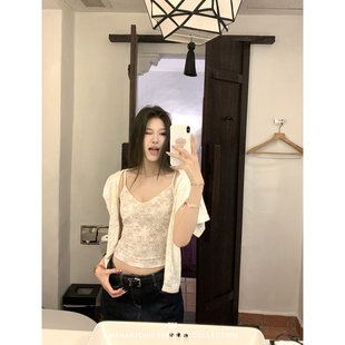 吊带两件套女春季 WANANTONG 纯欲mm开衫 party flower