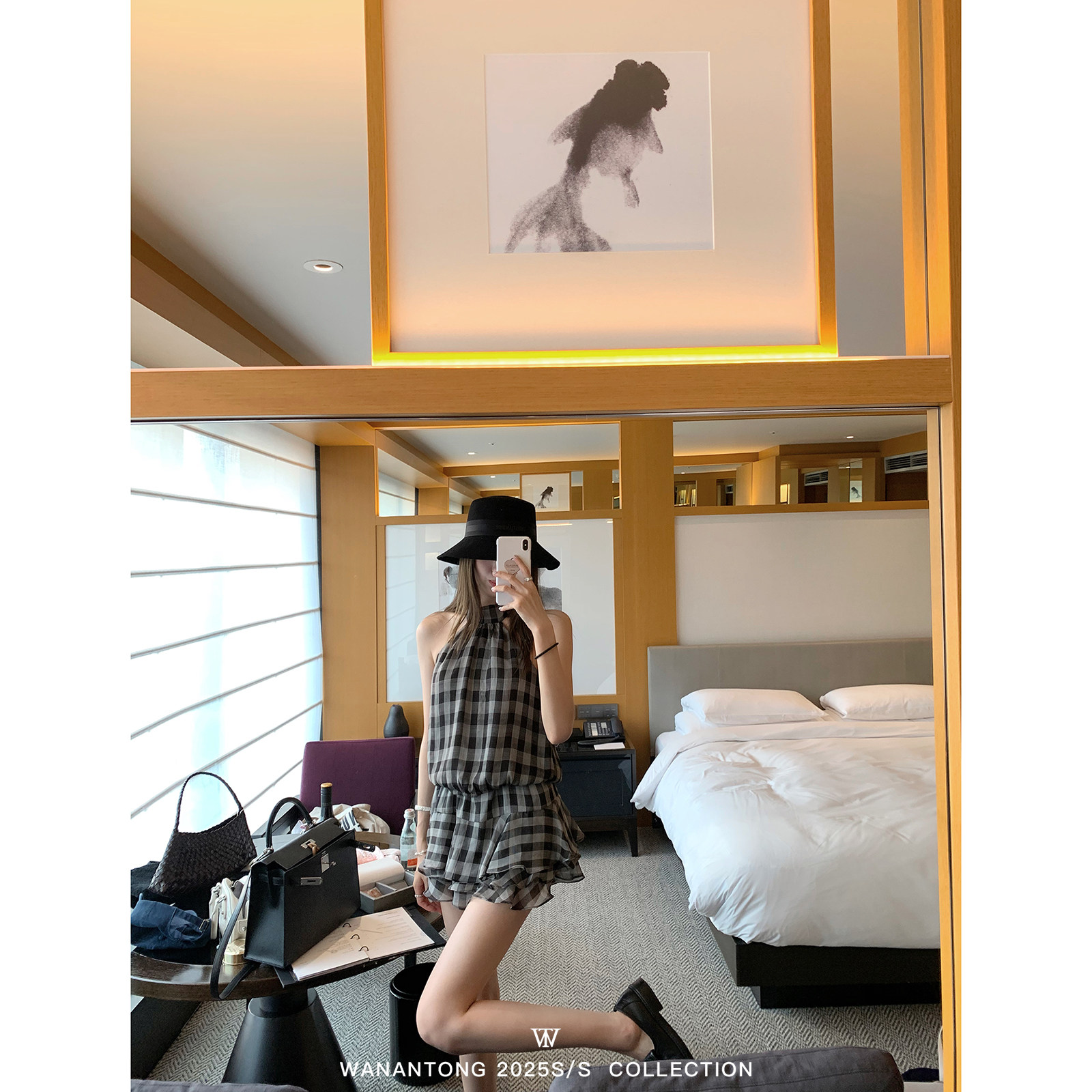 WANANTONG 摩登爱丽丝 黑白格纹上衣/短裙 套装（带安全裤,女装/女士精品,时尚套装,淘宝优惠券,粉丝福利购,淘宝优惠卷