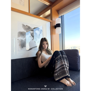 WANANTONG highline私服线 本人爱穿前3松弛提花羊毛裤女冬季