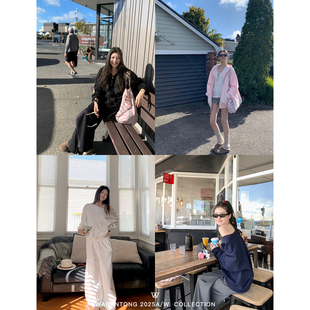 lazy 卫裤 chic舒适至上 卫衣外套 套组女秋 轻欧美斜肩 WANANTONG