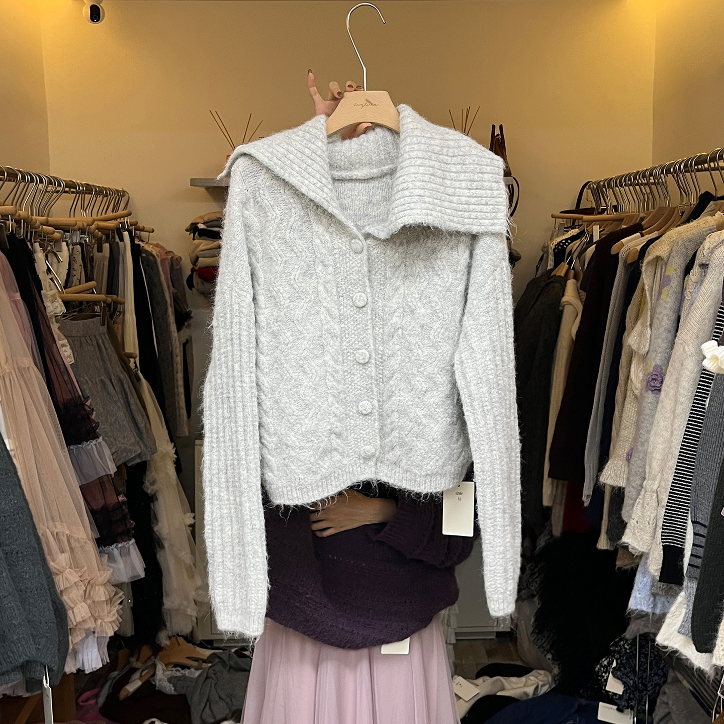 早秋高领围脖毛衣开衫外套