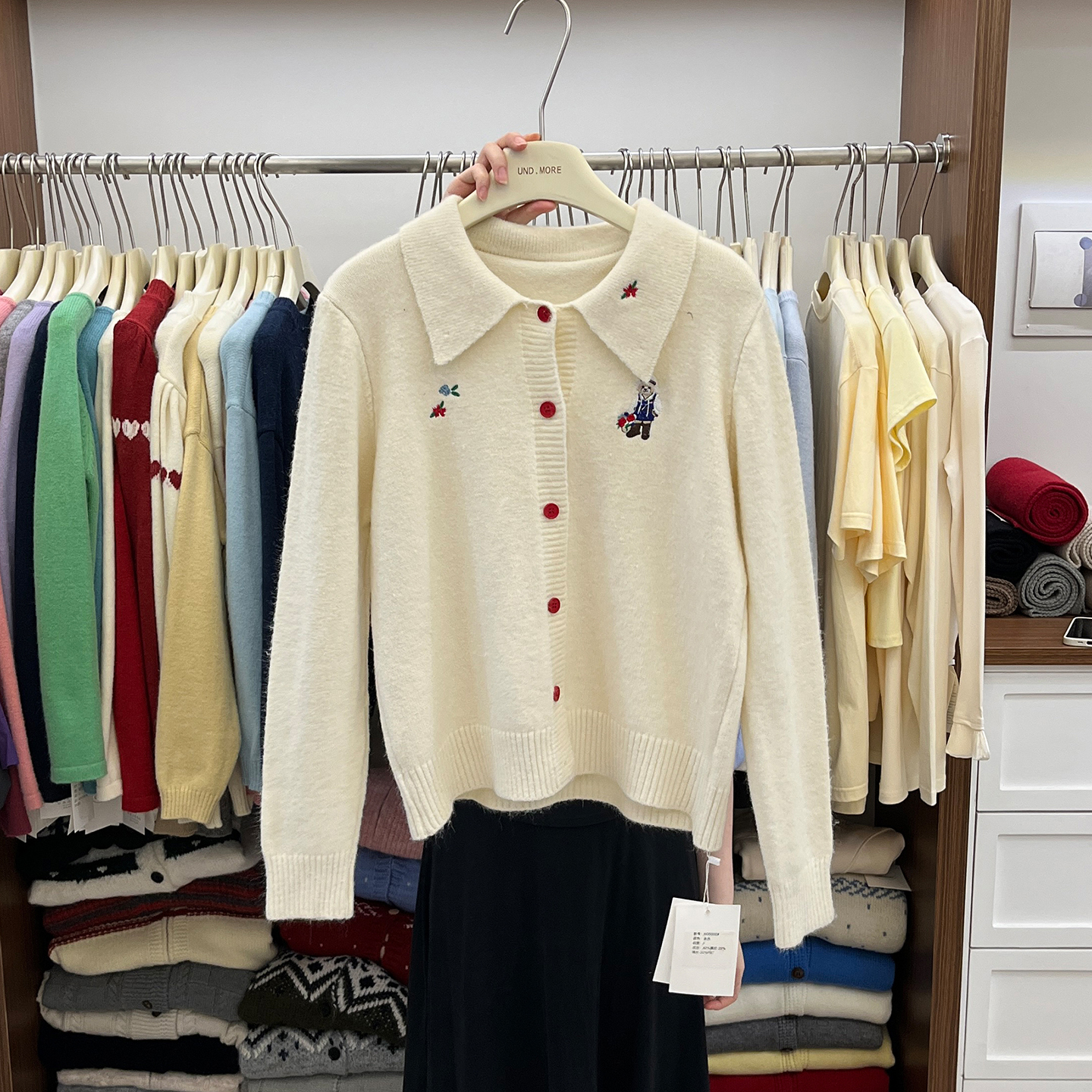 卡通刺绣毛衣女甜美花朵针织开衫