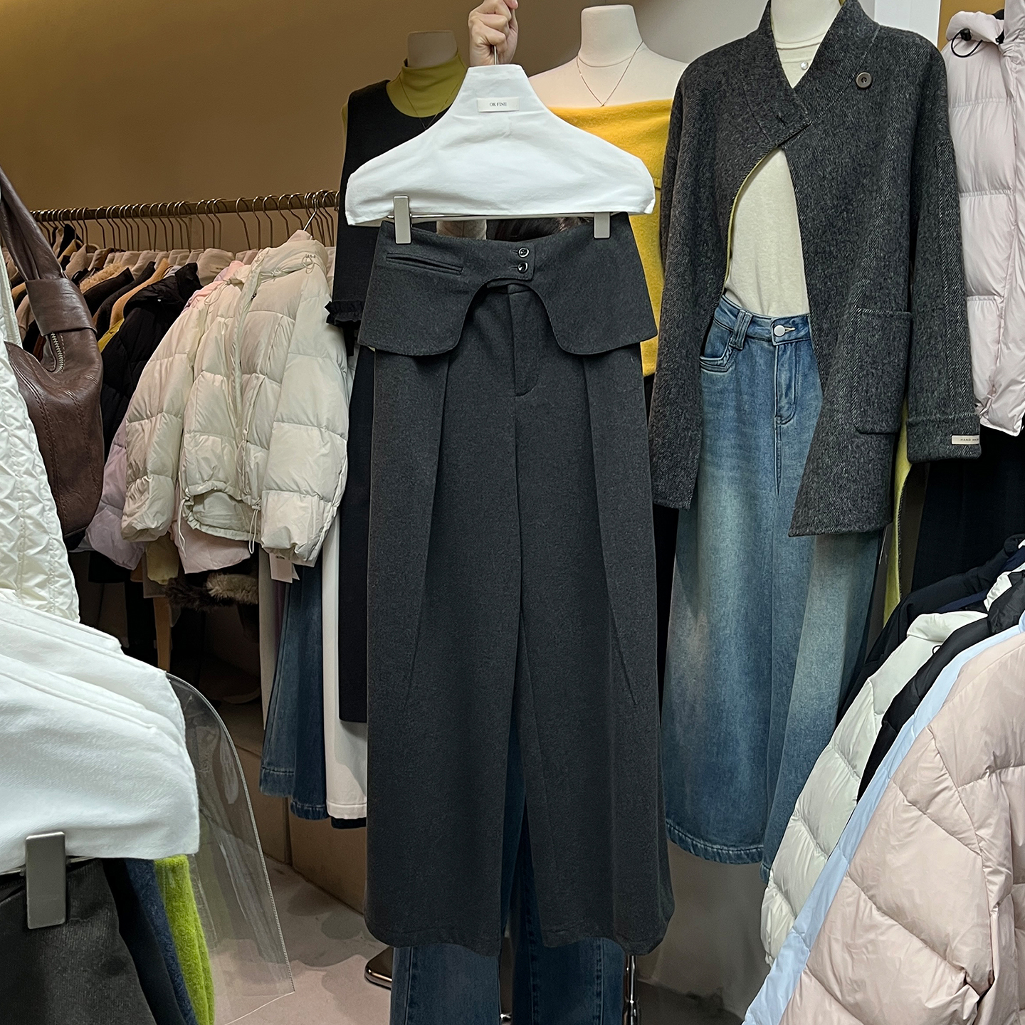 带屁帘休闲西装裤宽松加绒阔腿裤