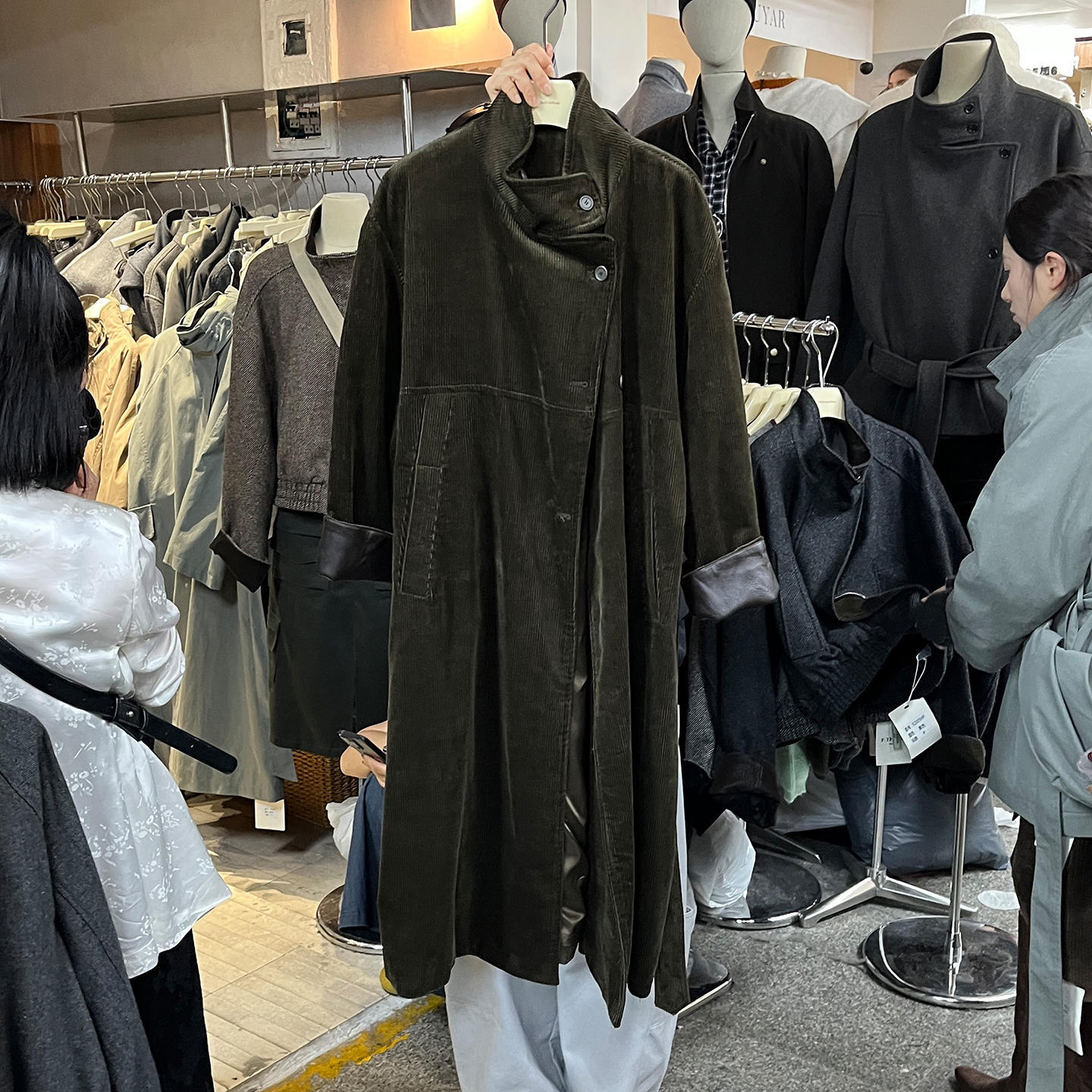 中长款灯芯绒大衣风衣外套女