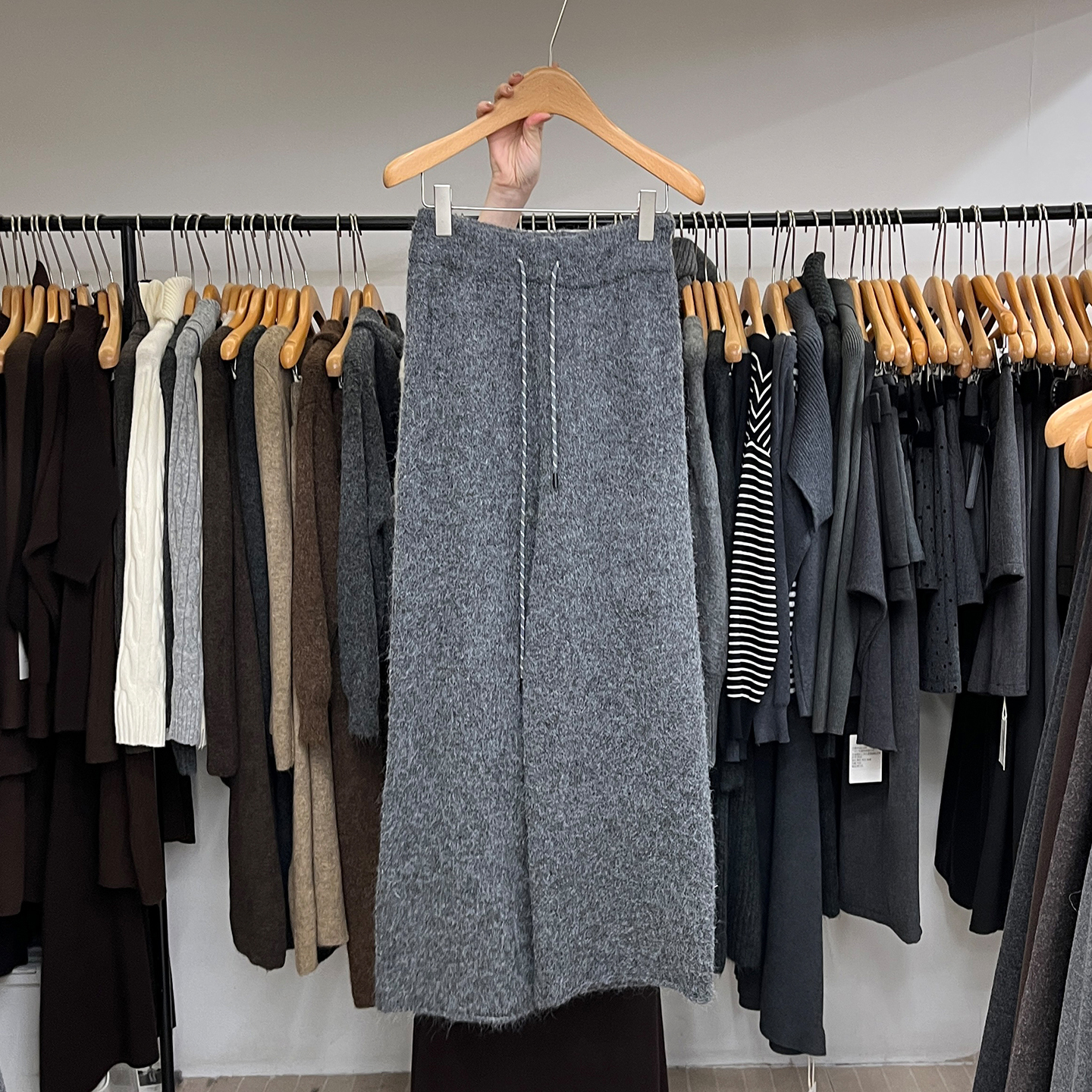 毛织休闲裤宽松针织阔腿裤