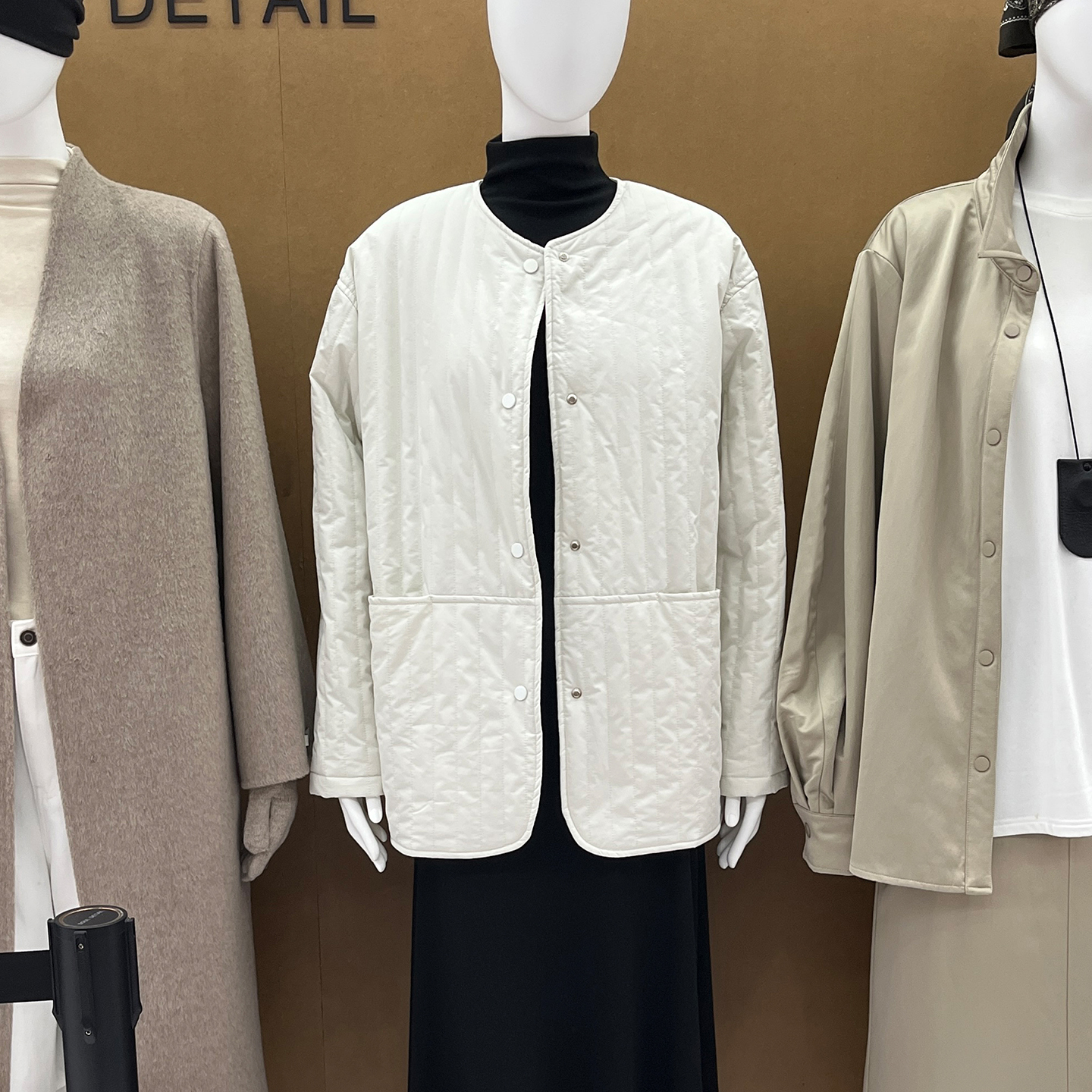 高级感夹棉外套宽松轻薄圆领棉衣