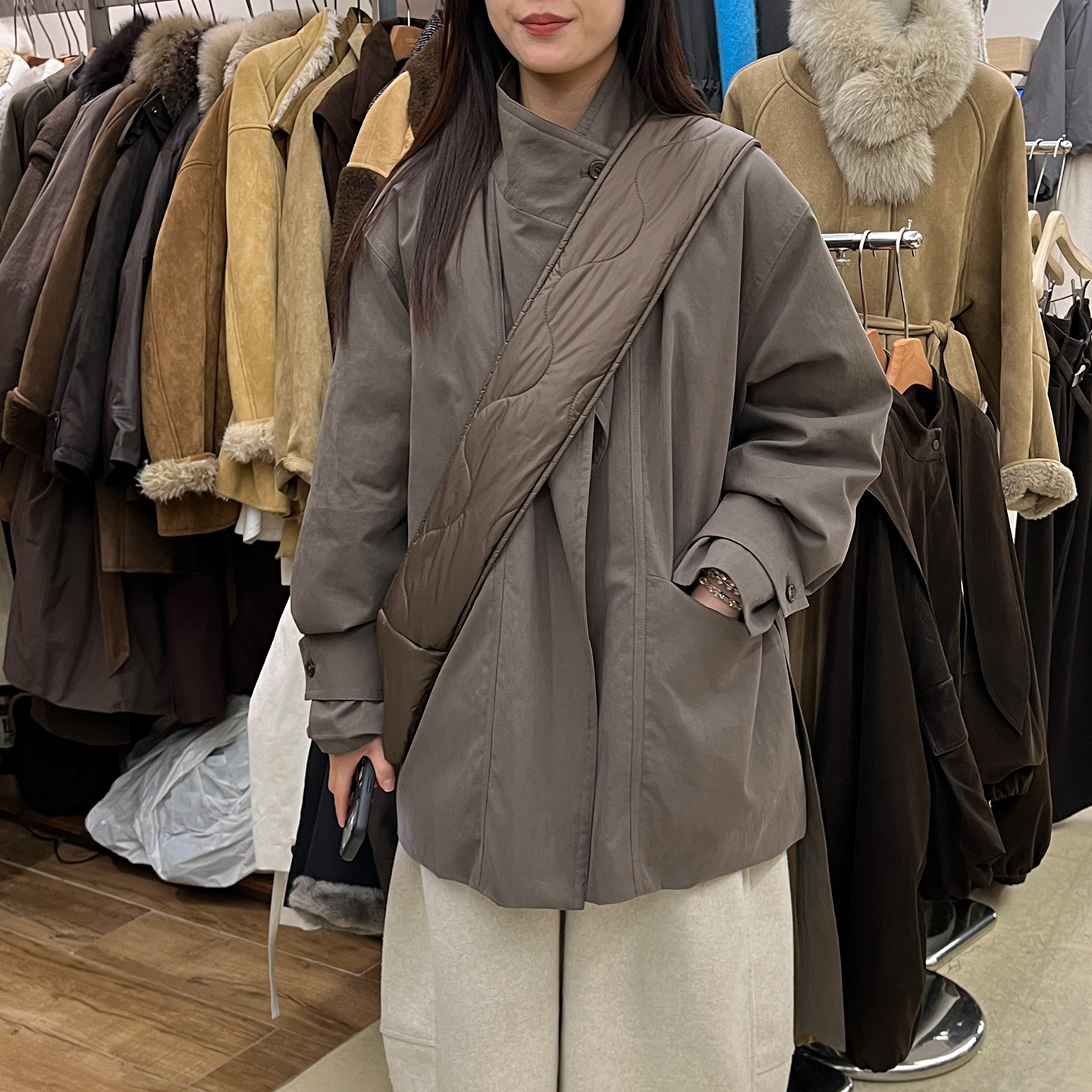 中长款立领羽绒休闲风衣外套