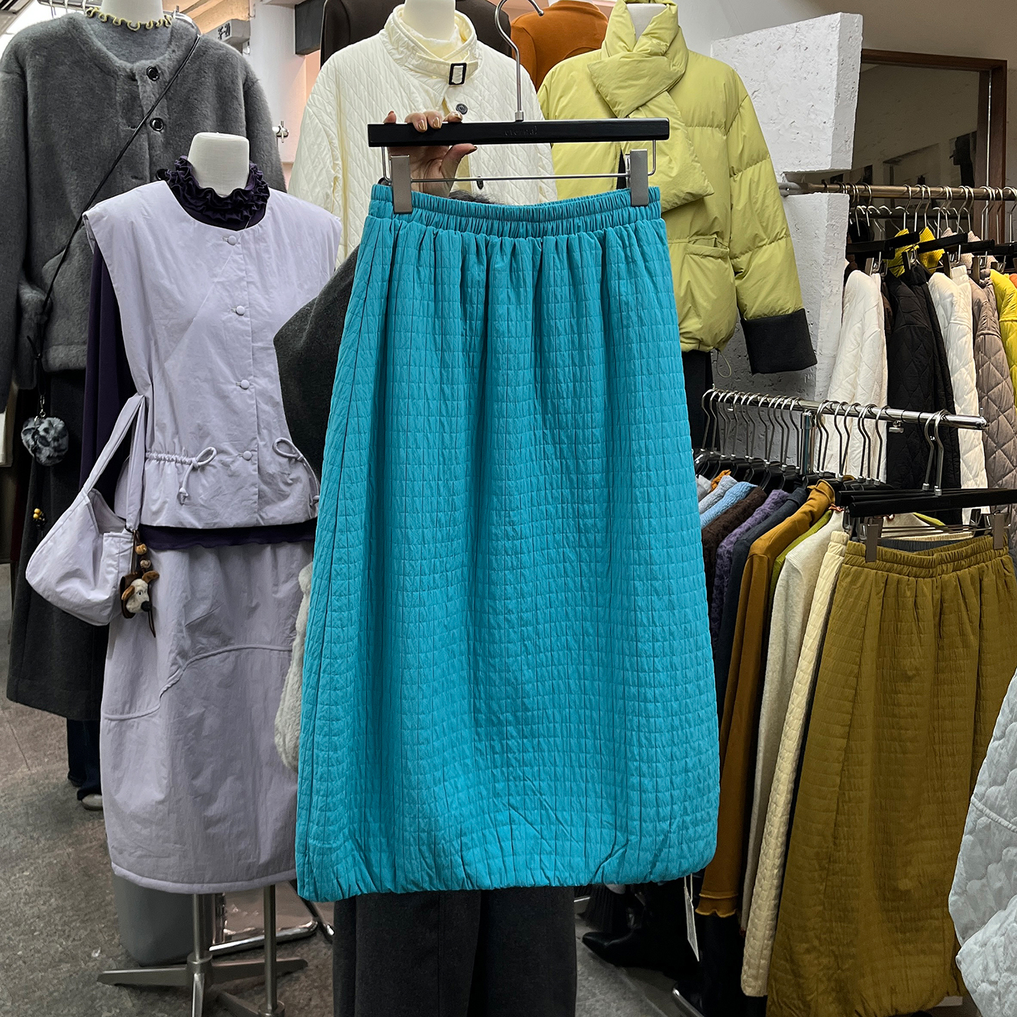 多巴胺花苞半身裙设计感格纹半裙