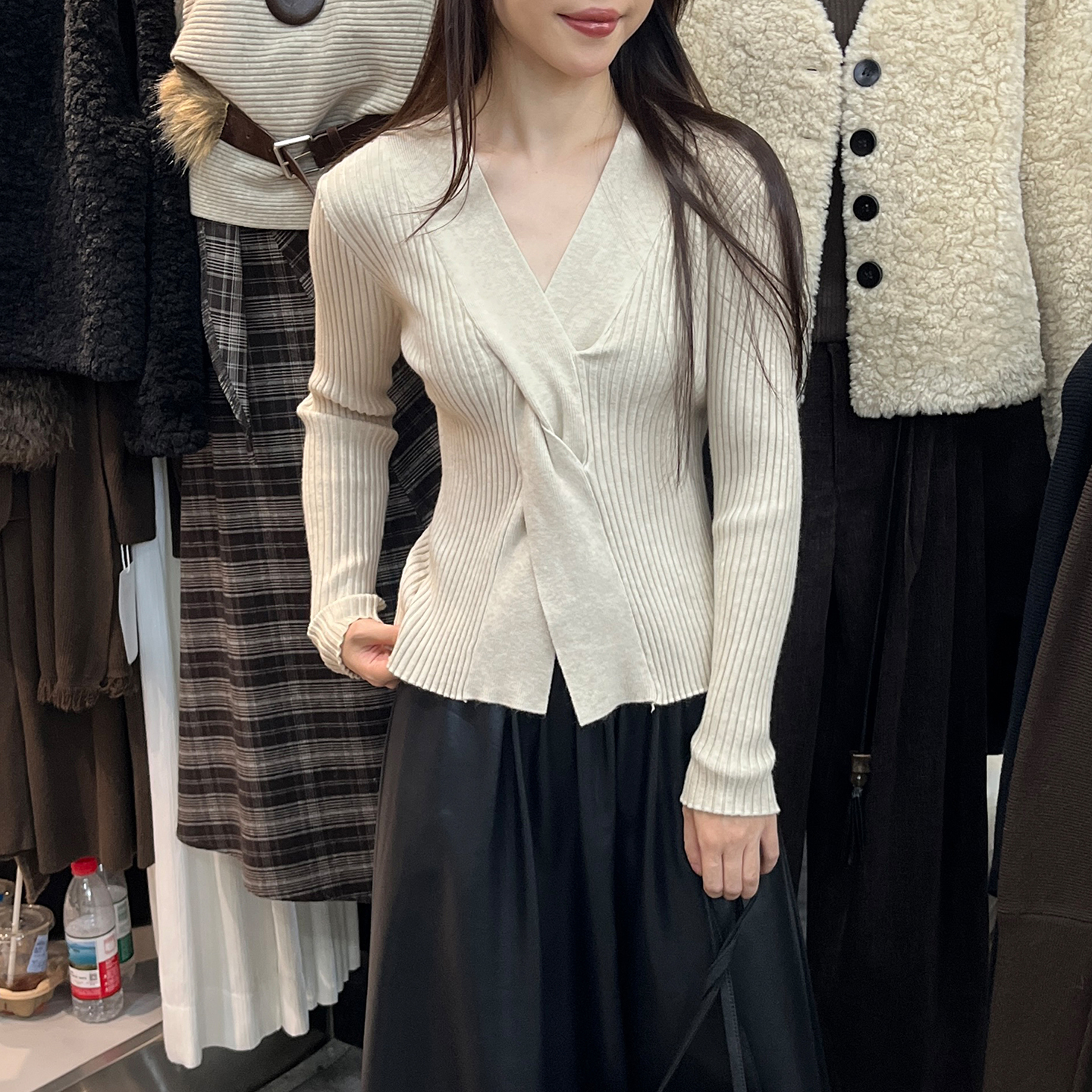 法式扭结针织衫女别致独特打底衫