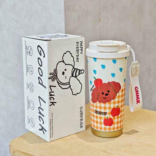 GNMK高颜值双饮咖啡杯陶瓷内胆学生不锈钢礼品保温杯办公水杯