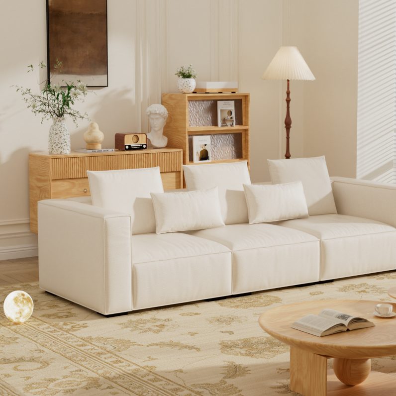 792-奶油风客厅沙发C4D模型源文件OC渲染电商三维海报素材工程