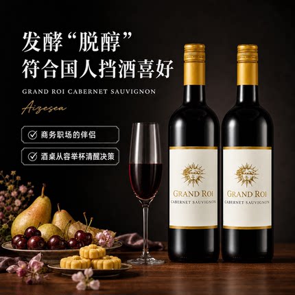 德国太阳王天空之王脱醇红葡萄汁赤霞珠无醇无负担敬酒应酬神器