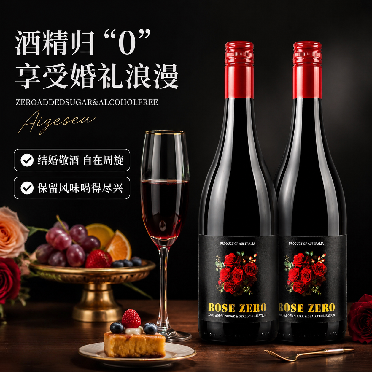 澳洲玫瑰脱醇红葡萄汁结婚礼无醇