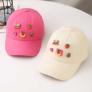 草莓熊儿童帽子男女棒球棉帽防晒遮阳韩版 潮休闲鸭舌宝宝帽春秋