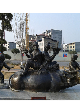 大型牛郎织女古代人物景观铜雕像