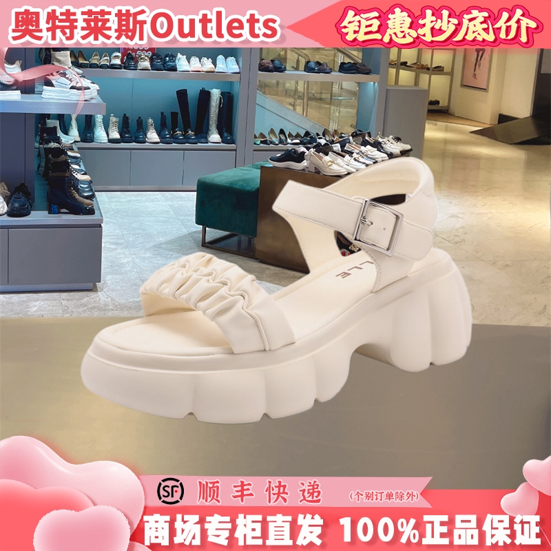 百丽云朵厚底露趾软面女鞋新夏季