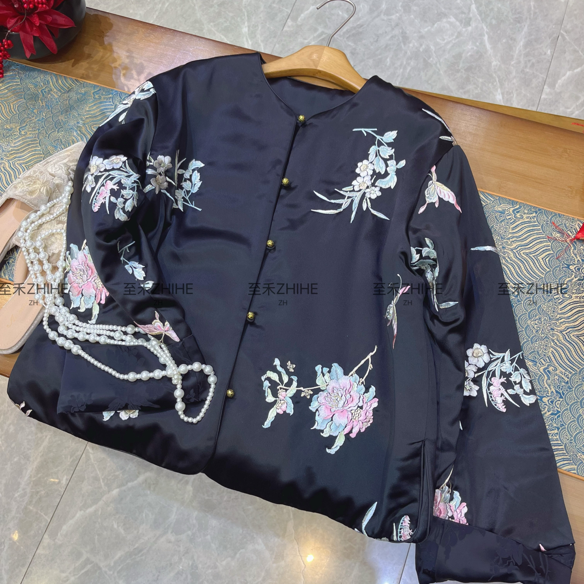 阅悦极简大牌老钱新中式醋酸刺绣气质棉外套短外套YS1-t149