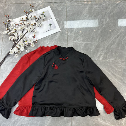 阅悦26年早春马到成功人丝缎面提花国风小衫YS9-G506