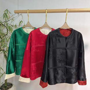 阅悦楼阁花型同向人丝提花里衬新中式双面穿短外套YS175-G401