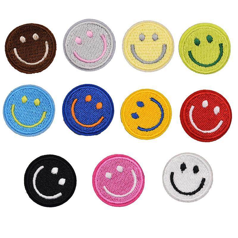 缝烫小号笑脸布贴儿童羽绒衣服裤子装饰修补破洞圆形刺绣补丁贴布