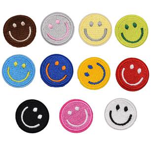 缝烫小号笑脸布贴儿童羽绒衣服裤子装饰修补破洞圆形刺绣补丁贴布