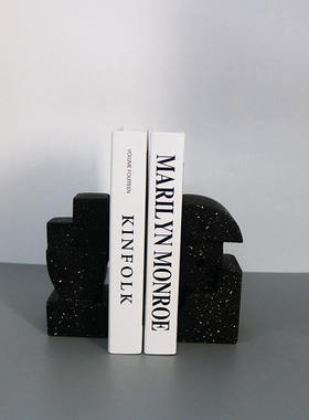 仿客厅书靠现代简约书挡样板房间别墅饰品书房树脂书桌水磨石摆件